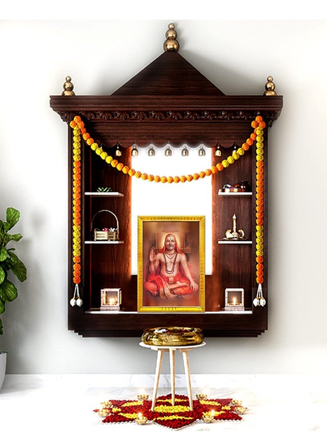 ZIG-ZAG zig zag Raghavendra Swamy Photo Frame Photo Frame For Wall / Table / Pooja Room ( 7x9 inches, Acrylic Glass) Golden - Image 2